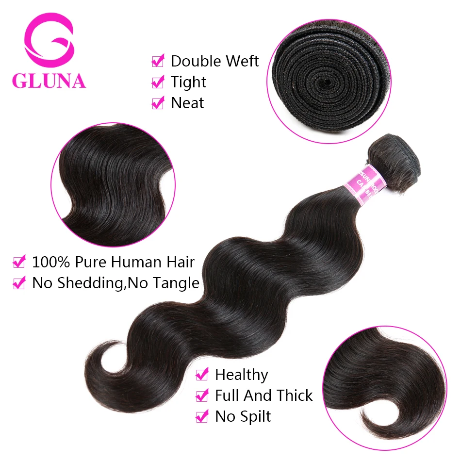 

Gluna Hair 8A Virgin Vietnamese Body Wave Hair 3 Bundles Beauty Hair No Tangle 100% Unprocessed Human Hair Weave Body Wave