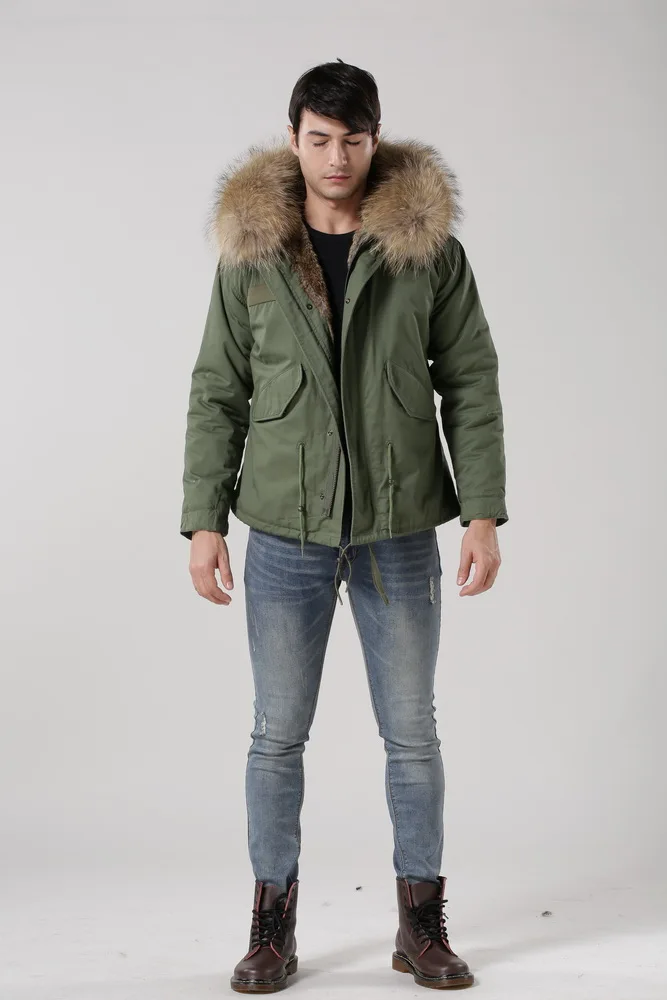 Армейская зеленая парка с подкладкой из натурального искусственного меха для