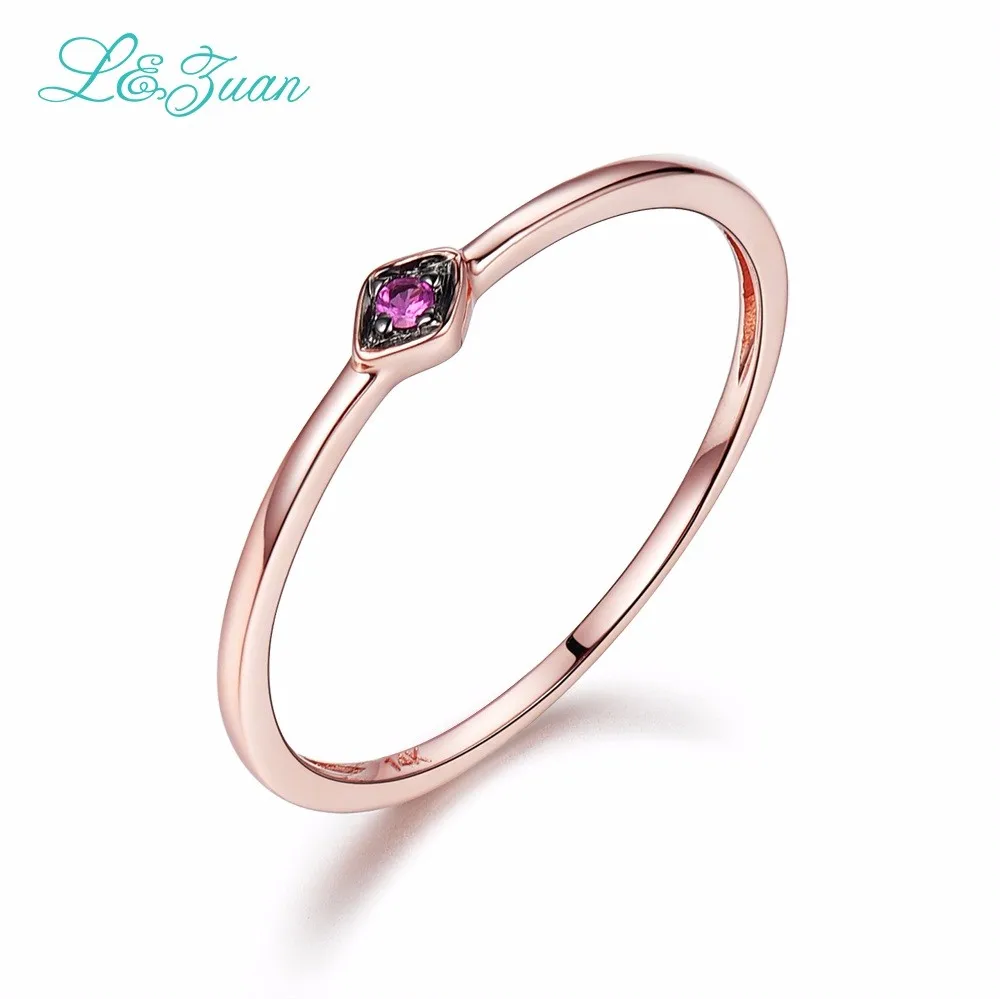 L& Zuan 14 K желтое золото 0.029ct натуральные круглые маленькие кольца для женщин зеленый драгоценный камень вечерние ювелирные изделия Принцесса 0016-2