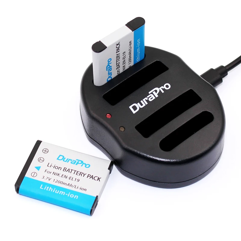 Комплект из 2 предметов EN-EL19 RU EL19 Батарея+ USB Dual Core 4 Порты и разъёмы Зарядное устройство для цифровой камеры Nikon Coolpix S3100 S3200 S3300 S4100 S4200 S4300 S4400 S5200 S6400 S6500