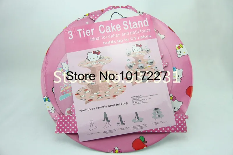 Высокое качество 1 комплект мультфильм рисунок «Hello Kitty» рождения душа ребенка партия картон кекс стенд провести 24 кексы aw-1004