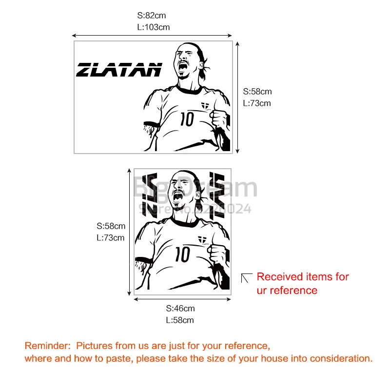 Новинка дизайн Златан Ибрагимович рисунок стены Стикеры Винил DIY Home Decor Football Star Наклейки Футбол спортсмен-плеер детская комната