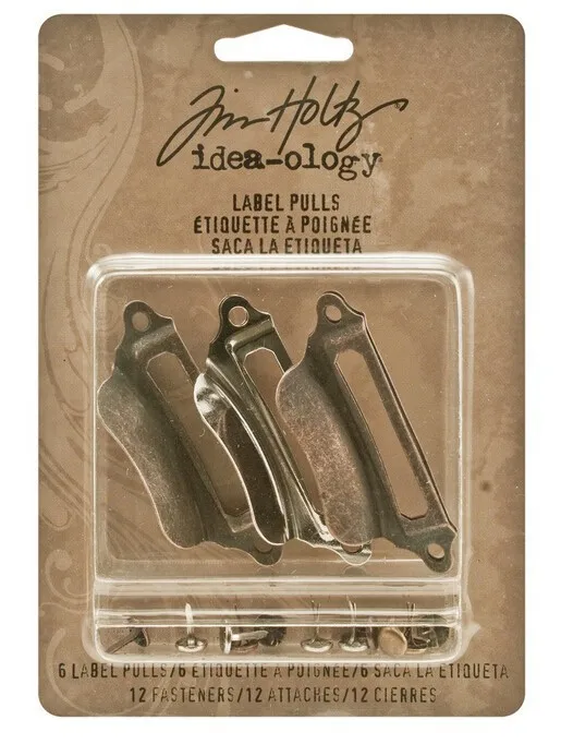 

Metal Label Pulls with Fasteners by Tim Holtz Idea-ology, 6 per Pack, 1-3/16 x 2-1/4 Inches, Antique Finishes 10pcs