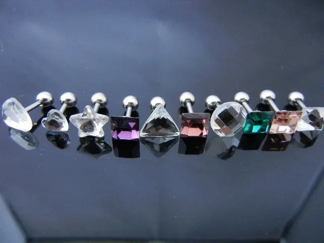 Бесплатная пересылка 50 шт. камни cz Средства ухода за кожей Jewelry-уха Tragus/HELIX БАР/серьги стержня Блеск Смесь стилей и цветов
