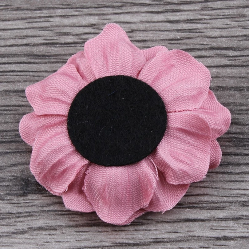 120pcs/lot 4.6cm 8colors Hair Clips Mini Felt Flower+Rhinestone Pearl Bead For Hair Accessories DIY Fabric Flowers For Headbands