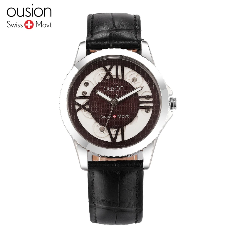 Simple Fashion Ousion Watch 3ATM Business Men Wristwatch Genuine Leather Belt Watches Man Watch font b