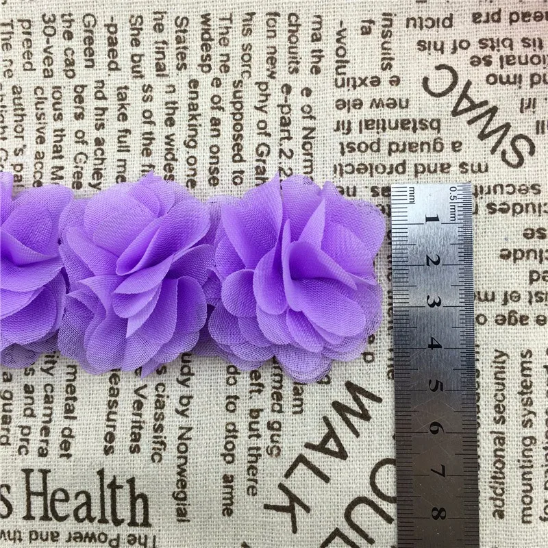 1Yard 12 colors Flower 3D Chiffon Lace Trim Ribbon Fabric for Applique Sewing Wedding Dress Decoration Accessories Supplies 5cm