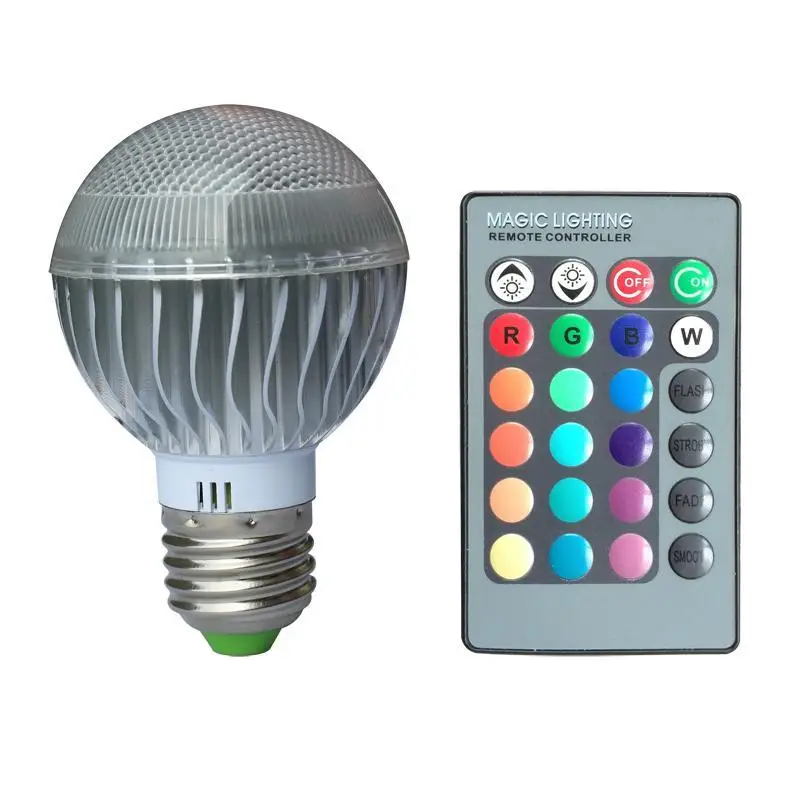 

AC100-240V E27 LED RGB Bulbs 3W Changeable Color Flash Globe Lights with IR Remote Control Aluminum Led Light 2pcs/lot