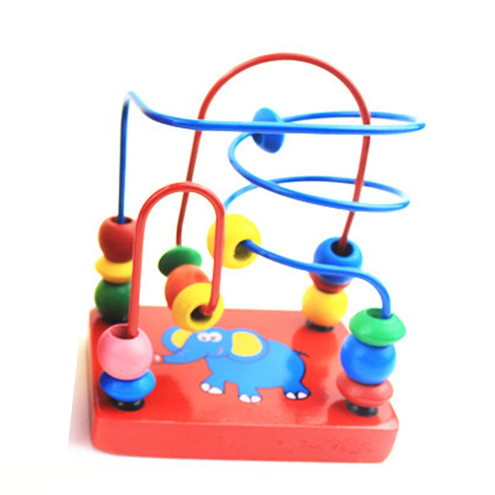 1 Pc Mini Around Beads Baby Wooden Toy Educational Children Kids Infant Colorful Mini Cute Cartoon Elephant Gift Toy baby-building-blocks-wooden