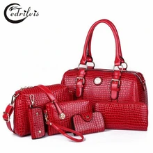 Crocodile Grain Composite Women Shoulder Bag W397 High-grade Pu Leather Big Handbag Crocodile Grain Composite Women Shoulder Bag