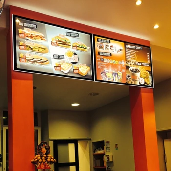 

Wall Mounted Restaurant LED Menu Poster Frame Lightbox,Ultra-Thin Magnetic Aluminum Slim Menu Board