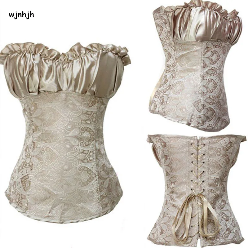 Sexy Grey Embroidered Gothic Zipper Vintage Steampunk Corset Slimming Body font b Shaper b font Corselet