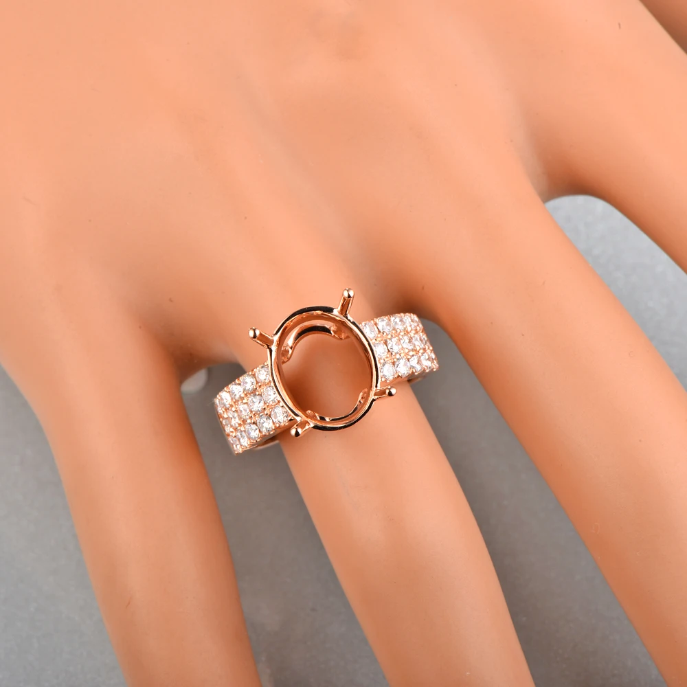 Овальный 10x12 мм 14 к розовое золото 0.78ct Naural Алмазы обручальные кольцо
