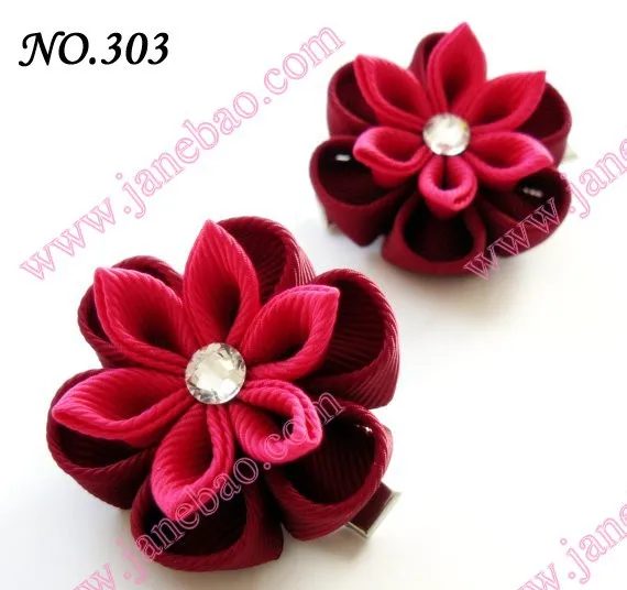 Новые 280 шт. " два слоя Kanzashi цветок заколки моды девушка Bow заколки