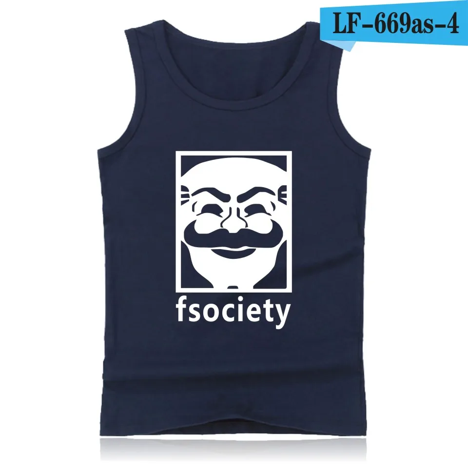 Mr Robot/топ на бретелях с героями мультфильмов, 4 цвета, мужские топы без рукавов и модные хлопковые летние жилеты без рукавов, 3xl 4xl - Цвет: navy blue