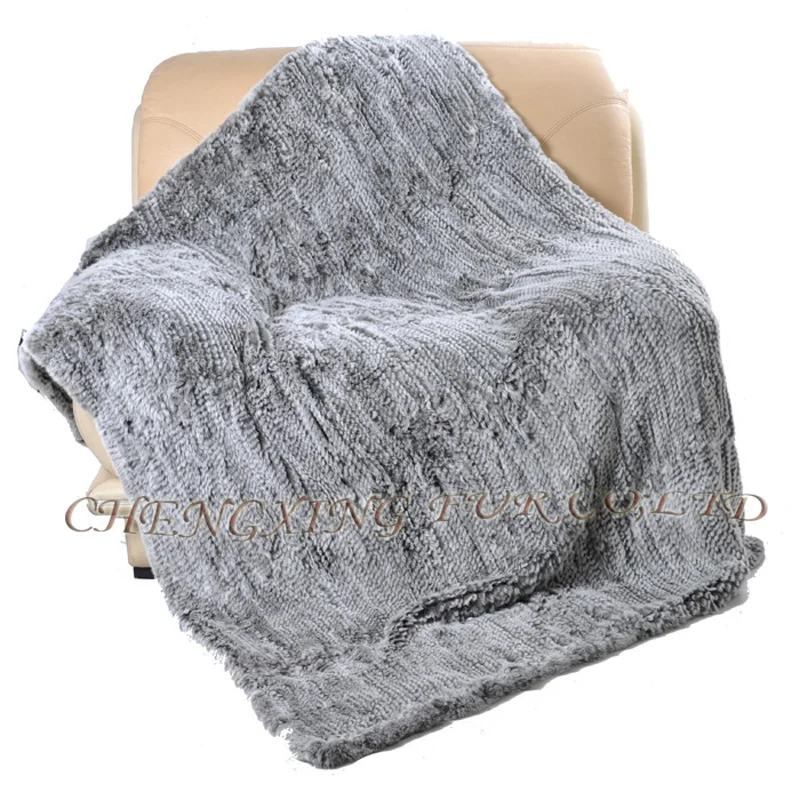 

CX-D-92 130X180CM Custom Made Rex Rabbit Fur Knitted Throw