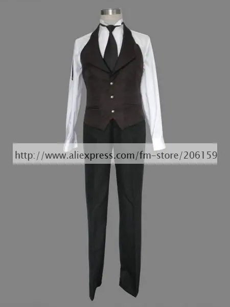Аниме Black Butler Косплэй-черный Bulter Куро shitsuji Косплэй костюм для вечеринки на Хэллоуин костюм Бесплатная доставка