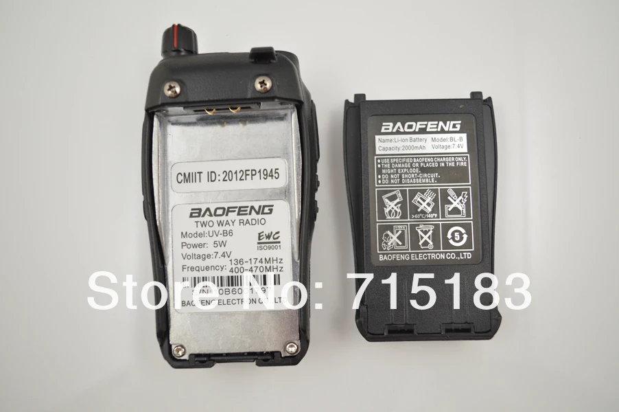 ham Радио Baofeng UV-B6 Dual Band иди и болтай walkie talkie “иди и VHF136-174MHz& UHF400-470MHz 5 Вт B6 портативное радио