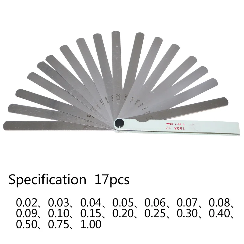 

150A 17 Blade Metric Feeler Gauge 0.02-1.00mm Gap Filler Thickness Measurement Tool