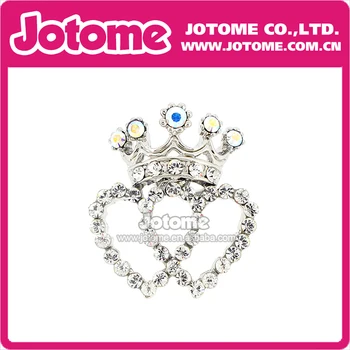 

100pcs/lot 25mm/1inch Double Heart Crown Crystal Lapel Fashion Women Jewelry