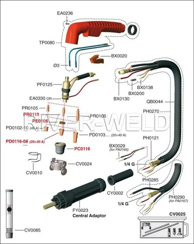 Trafimet S45 оригинальный Plasma Cutter резак полный PA0167 4M12 стопы