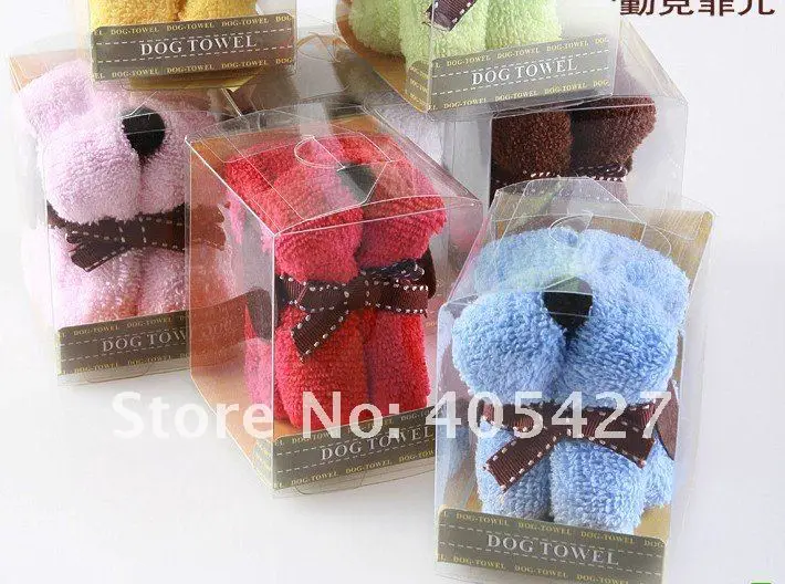 123 Wholesale-10pcs/lot свадьба милые собаки полотенце, рекламные подарки, подарок полотенце собака
