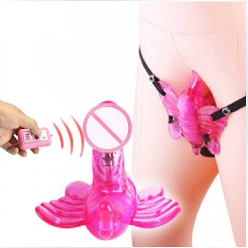 Remote-control butterfly strap-on vibrator