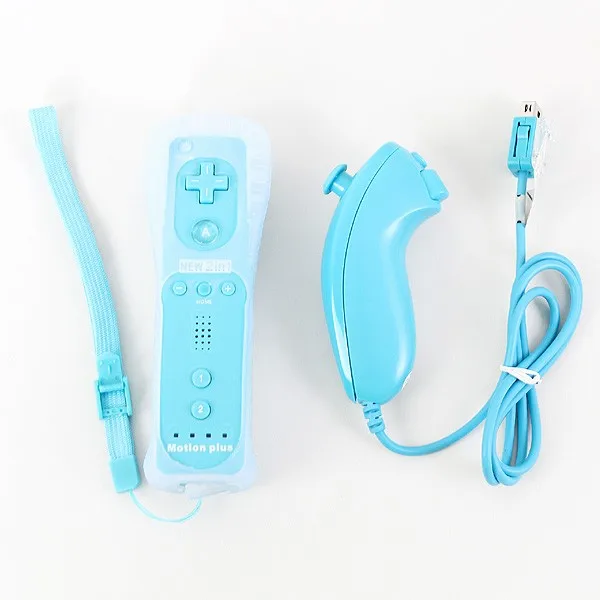 2-в1 беспроводной пульт дистанционного управления и Nunchuk контроллер для nintendo wii с MOTION PLUS защитный силиконовый чехол+ ремешок на руку