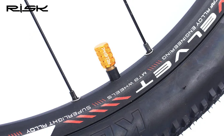 Цвет: желтый Риск Mtb/дорожный велосипедный клапан крышка Al 7075 CNC Американский клапан шины крышка велосипед аксессуары 5 шт./лот - Цвет: Цвет: желтый