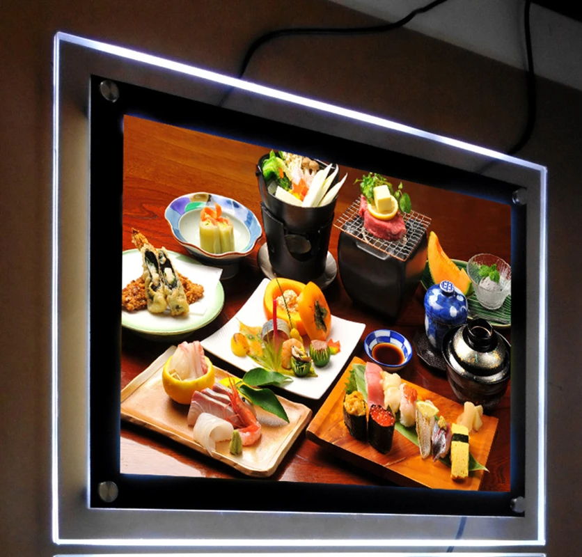

Slim Restaurant Acrylic Frame LED Lighting Menu Panel A1 Advertising Poster Lightbox Signage