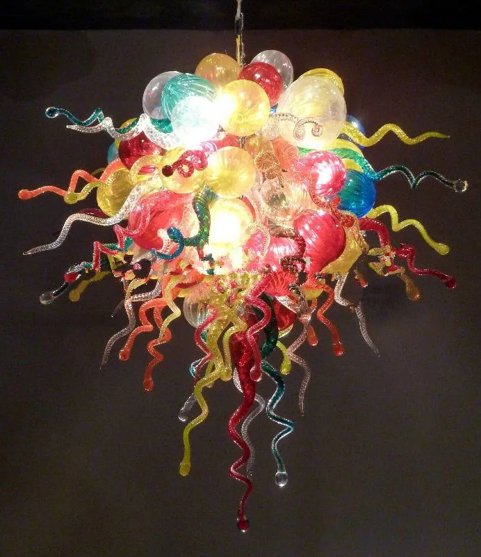Modern New Design Luxury LED Light Source Indoor Art Deco Style Colorful Hand Blown Murano Glass Chandelier