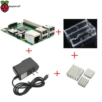 

Raspberry Pi 3 Model B 1GB RAM 1.2GHz Quad-Core ARM 64 Bit CPU with Shell Clear Case+5V 2.5A Power Adapter+Heat Sink