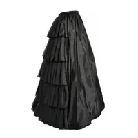 Layers Black Petticoat with Ruffles Crinoline Vintage Black Satin Multi layer Ruffles Floor length Petticoat s027