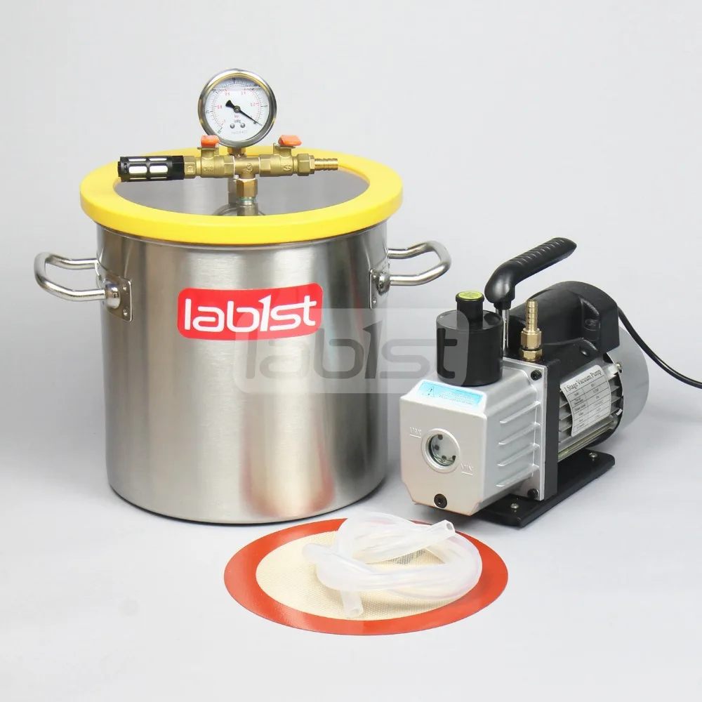 Вакуумная камера 3 2 галлонов (12.3L) комплект с вакуумным насосом 3CFM (1.4L/s) 110 В 25 см *