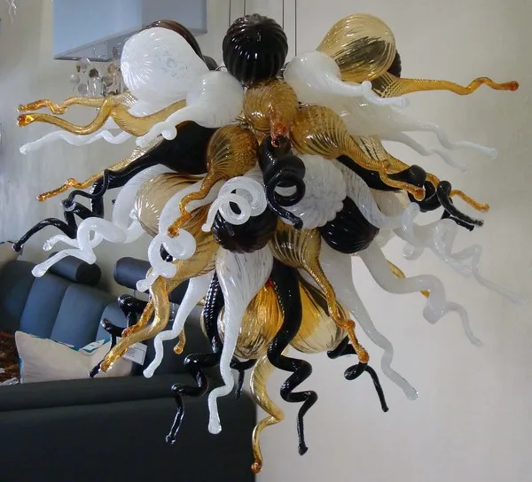 

Free Shipping Contemporary Style LED Flower Chandelier Shades Hand Blown Glass AC110/120/220/240V