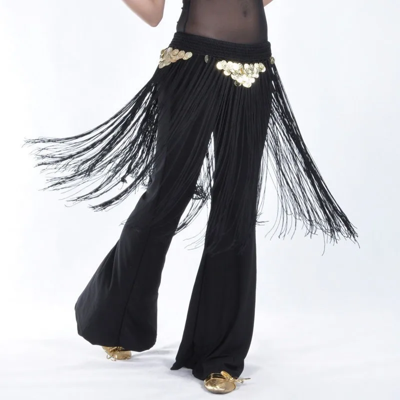 Набедренный пояс-шарф для танца живота с бахромой, Женская юбка для танца живота, юбка для танцев, 7 цветов(без штанов
