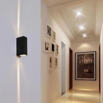 

6W Outdoor Led Wall Lamps Square Waterproof Sconce Up and Down Side Lighting 6W LED COB Wall Light Free Shipping 2pcs/ lot
