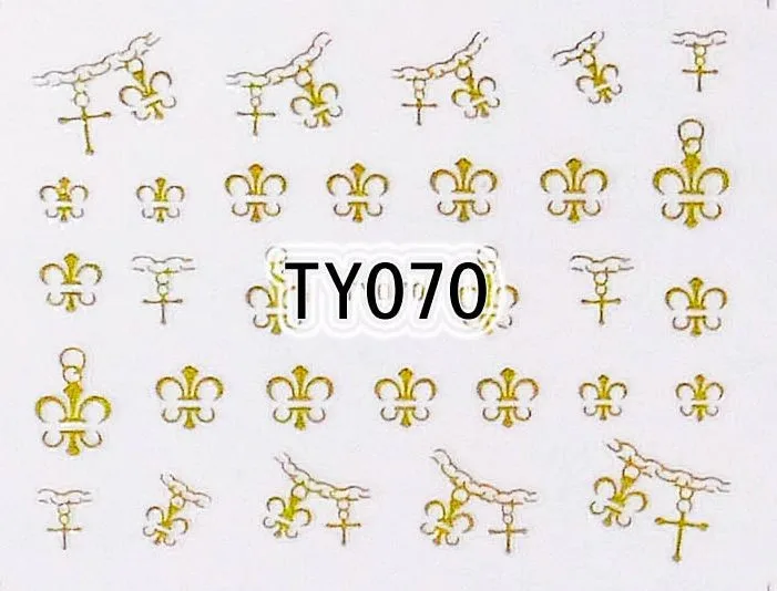 20 листов/партия смешанные TY067-078 Золотая наклейка клевый стикер для дизайна ногтей