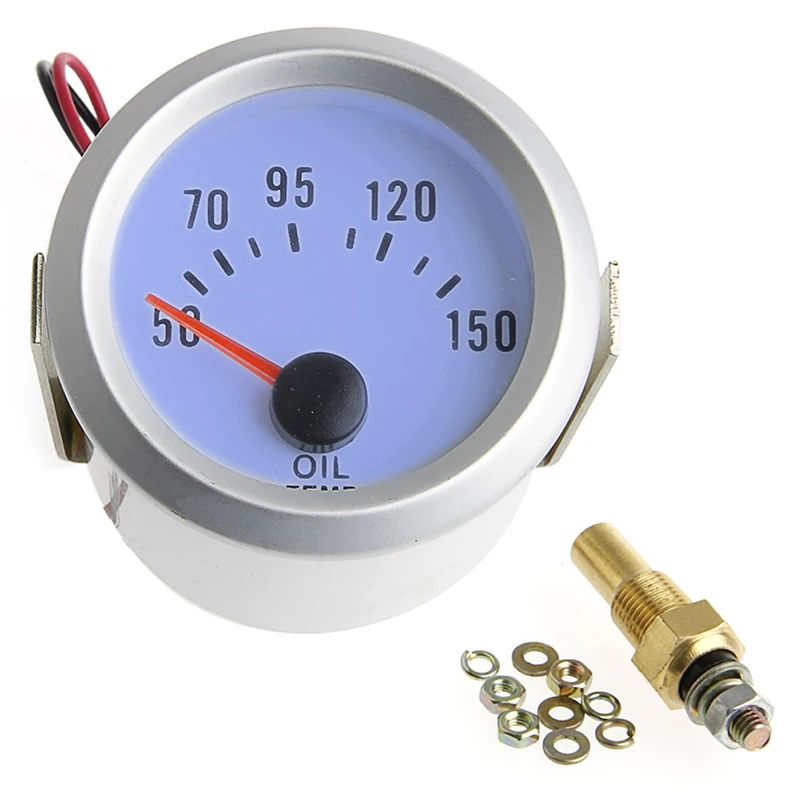 1 Set Electrical Oil Temp Temperature Gauge Celsius Pointer Blue LED