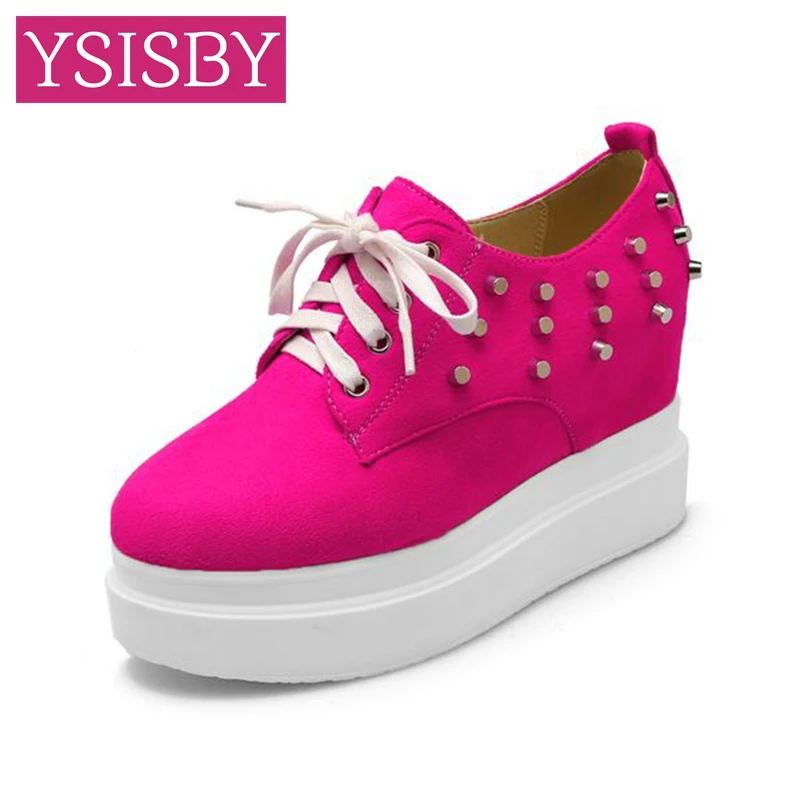 Platform Rivet Platform Height increasing Round toe Lady flats Shoes