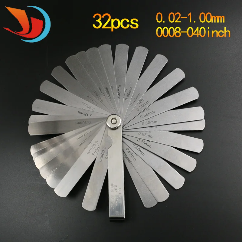 

Newest feeler 0.02-1.00mm 32 Blade Laser Feeler Gauge Tune Up Thickness Set IMP / METRIC + BRASS