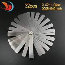 Neueste fühler 0,02-1,00mm 32 Klinge Laser Fühlerlehre Tune Up Dicke Set IMP / METRIC + MESSING