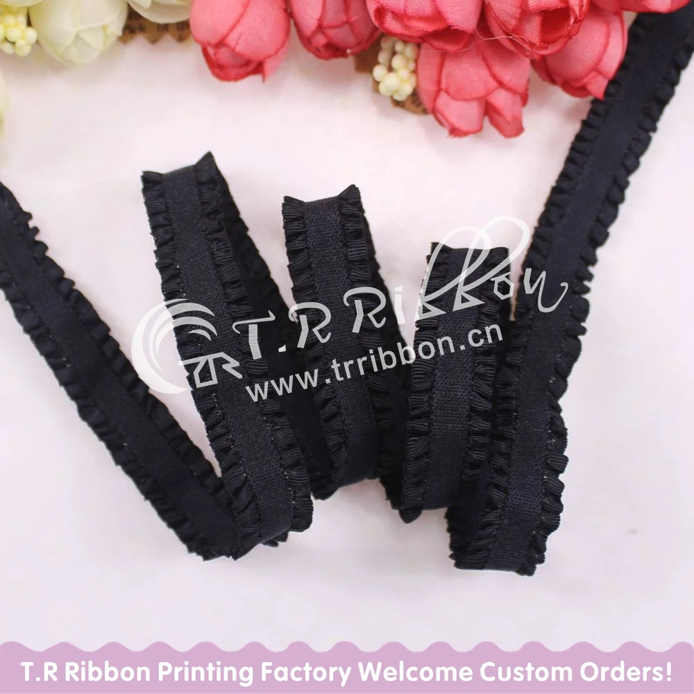 

new 13mm #91115 black color elastic webbing with ruffle on the edge 50yards free shipping