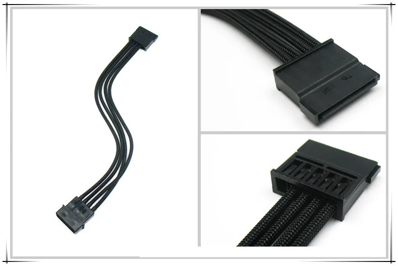 Molex 4PIN to Sata connector adapter extension cable with BLACK sleeving 18AWG