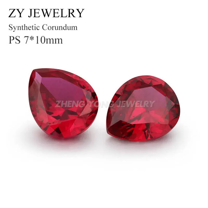 

50pcs 7x10mm Loose Red Synthetic Gems Pear Shape 5# Red Corundum Stone For Jewelry