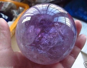 

30mm Natural Amethyst Quartz Crystal Sphere Ball Healing Stone + Stand