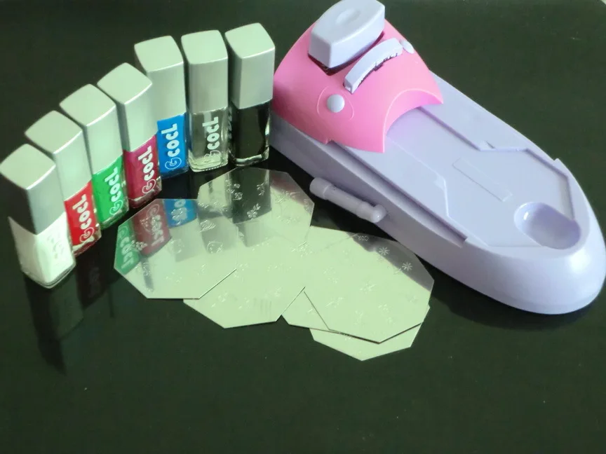Набор для нанесения лака для ногтей, печатная машина, набор для штамповки ногтей с 7 бутылочками, лак для ногтей
