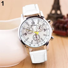 Men’s Fashion Faux Leather Strap Round Dial Analog Business Quartz Wrist Watch