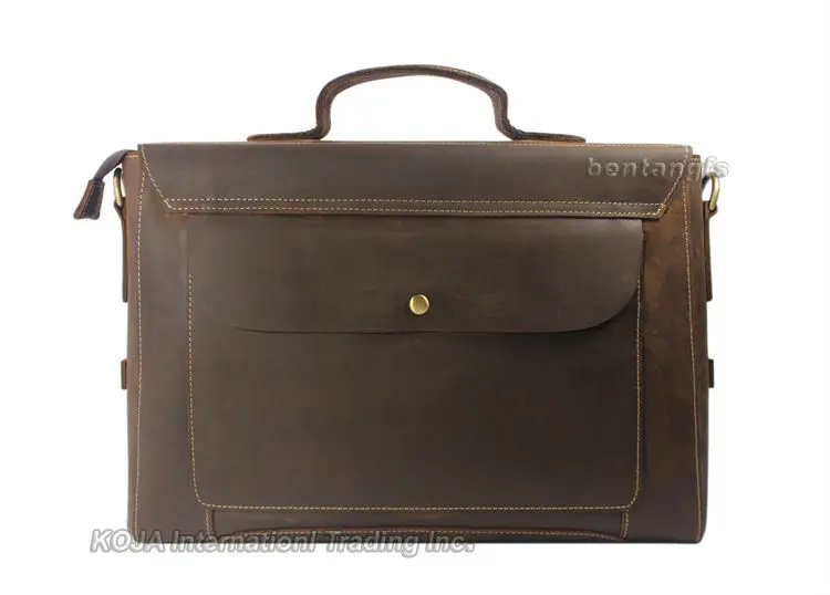 Vintage couro de cavalo louco saco mensageiro