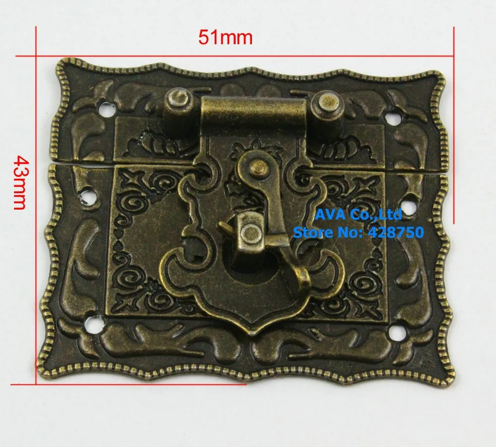 Античная Латунь шкатулка защелка запор с щеколдой 51x43 мм с винтами